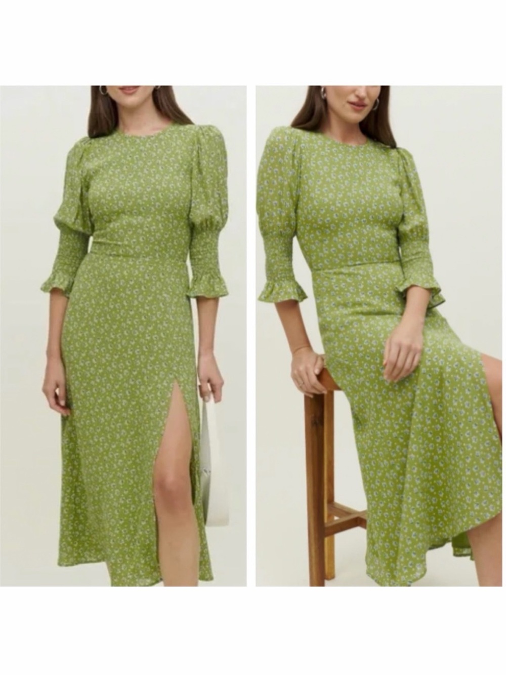 Reformation Green Carolena Floral Midi Dress, NWT, size 6
